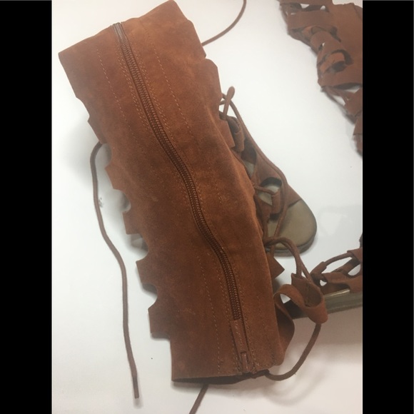 Breckelles burnt orange suede gladiator sandals - Picture 6 of 8